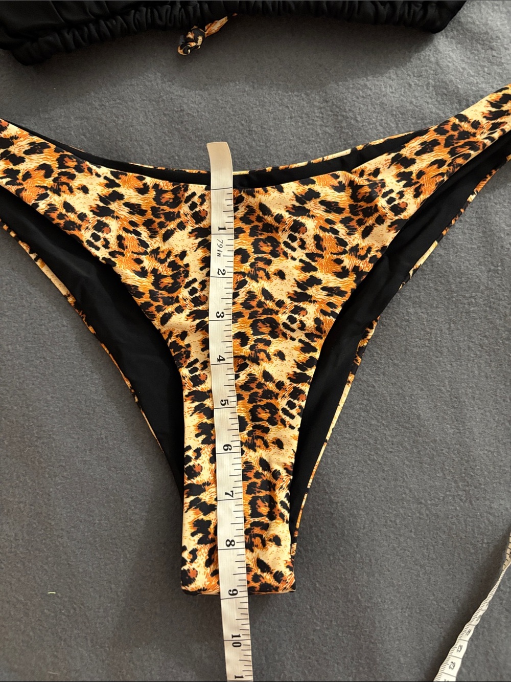 Shekini XL Leopard Print Bikini Set NWT Black Triangle Tie Back Swim - Picture 4 of 7